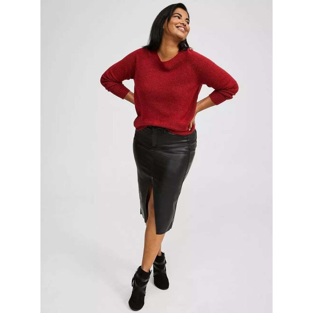 Torrid Red Vegan Cashmere‎ Pullover Sweater Plus Size 2 (2X) Stretch Soft